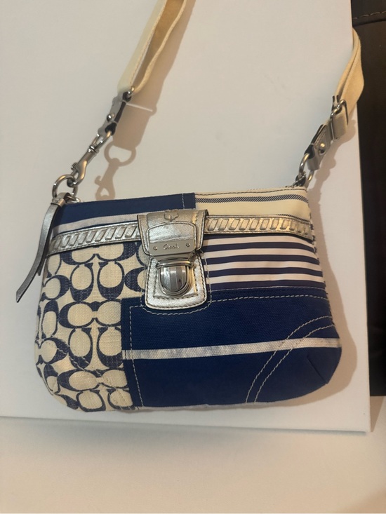 Coach Handbags - Coach Vintage Nautical Blue Patchwork Crossbody Shoulder Bag Y2K Signature 41462